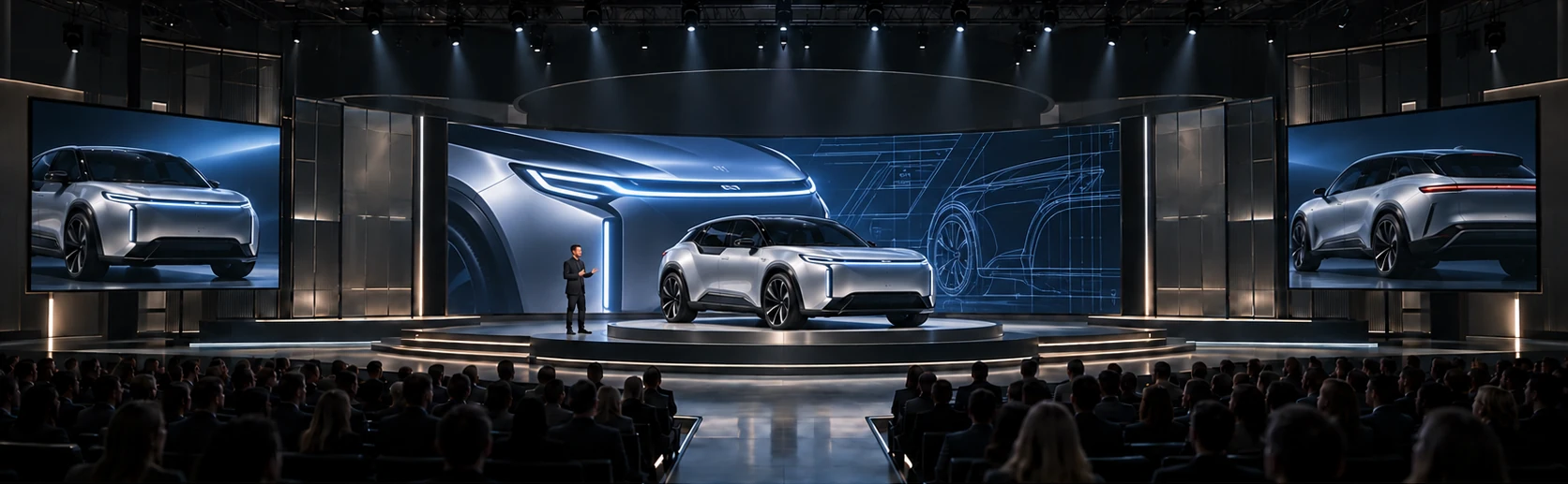 Automotive launch stage — vehicle reveal